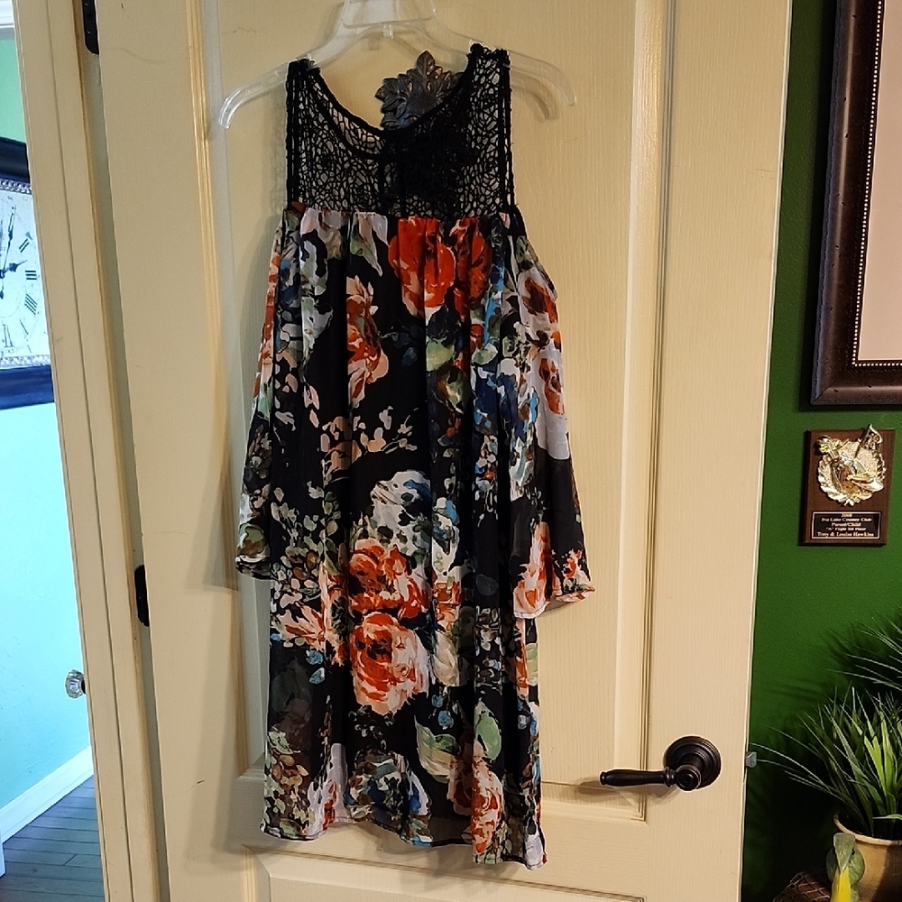 ROBERT LOUIS ASYMMETRICAL FLORAL DRESS